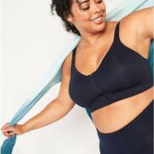 Old Navy High-Support PowerSoft Zip-Front Sports Bra, 40DD, Navy Blue